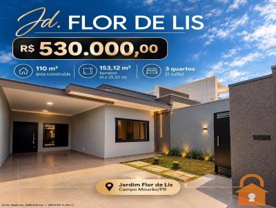 Casa para Venda, em Campo Mour�o, bairro Jardim Flor de Lis II, 3 dormit�rios, 1 banheiro, 1 su�te, 2 vagas